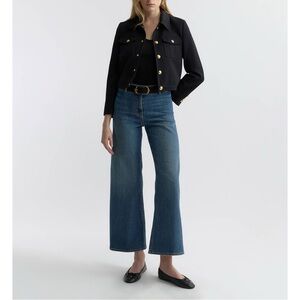 Nili Lotan Megan Cropped Wide Leg Jeans in Classic Wash Size 30